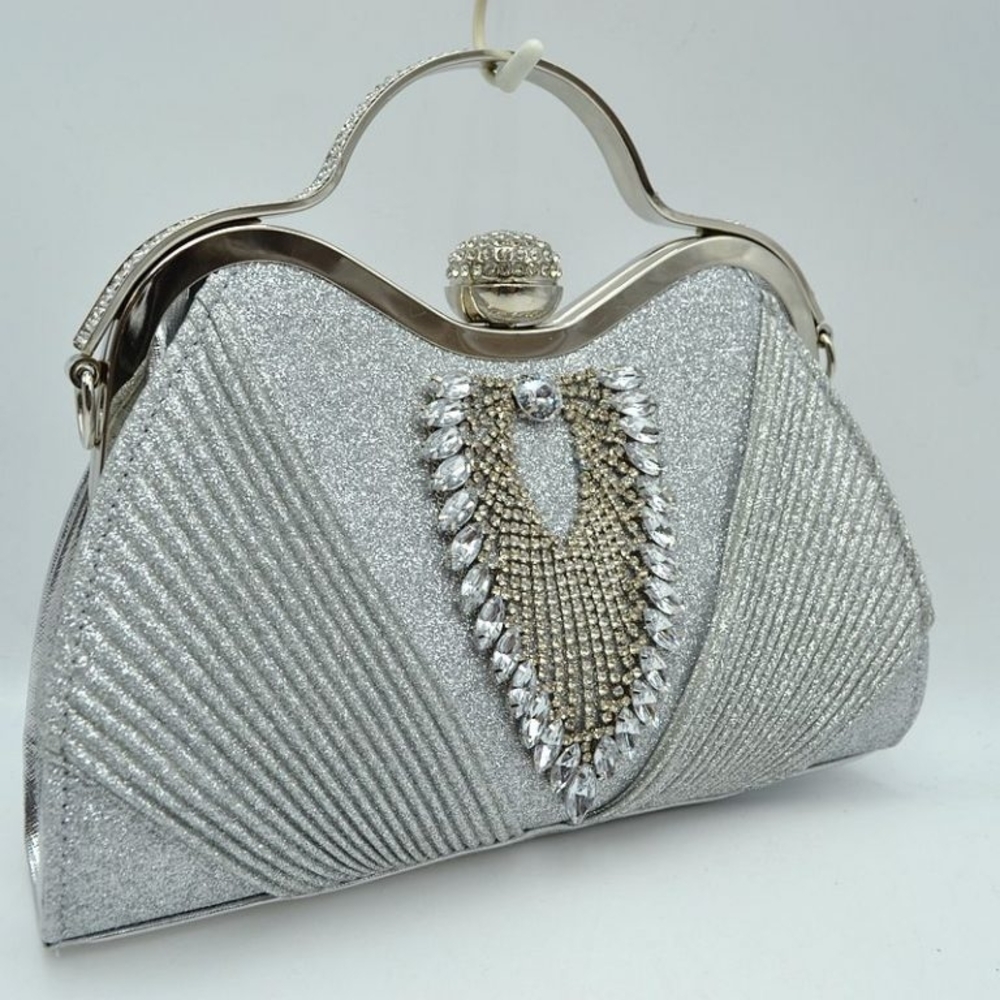 Glamorous Silver Embellished Crossbody Bag, Ms.Bling!